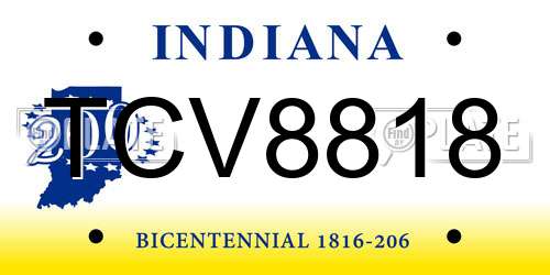 TCV8818 Indiana License Plate