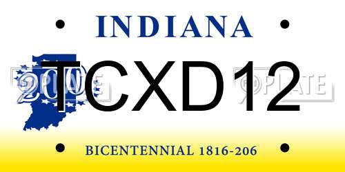 TCXD12 Indiana License Plate