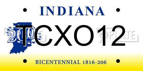 TCXO12 Indiana License Plate