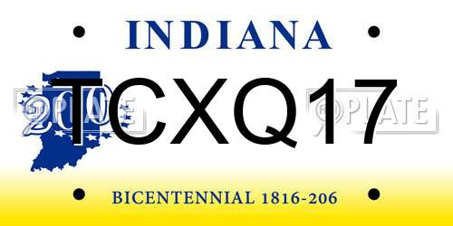 TCXQ17 Indiana License Plate