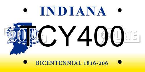 TCY400 Indiana License Plate