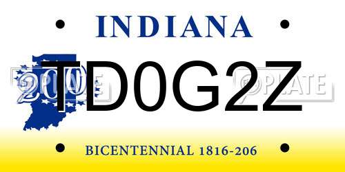 TD0G2Z Indiana License Plate