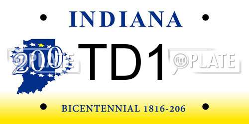 TD1 Indiana License Plate