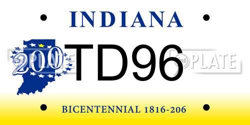 TD96 Indiana License Plate