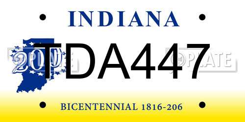 TDA447 Indiana License Plate
