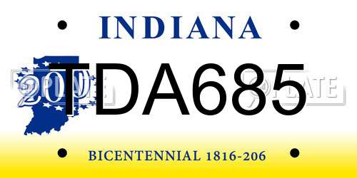 TDA685 Indiana License Plate