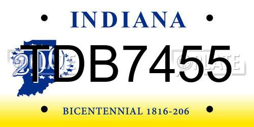 TDB7455 Indiana License Plate
