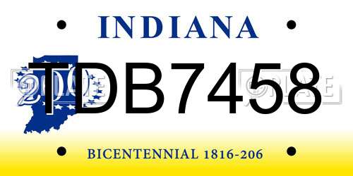 TDB7458 Indiana License Plate