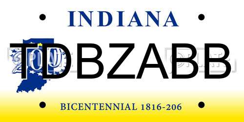 TDBZABB Indiana License Plate