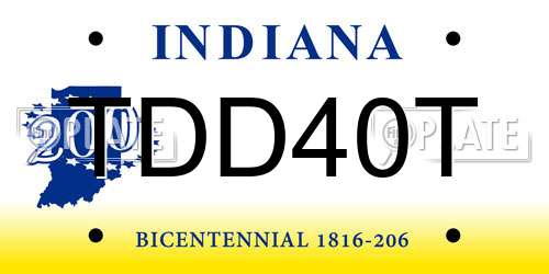 TDD40T Indiana License Plate