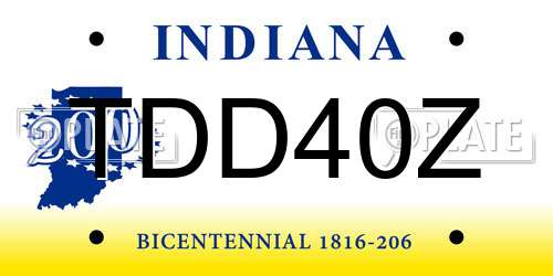 TDD40Z Indiana License Plate