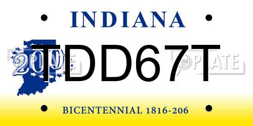 TDD67T Indiana License Plate