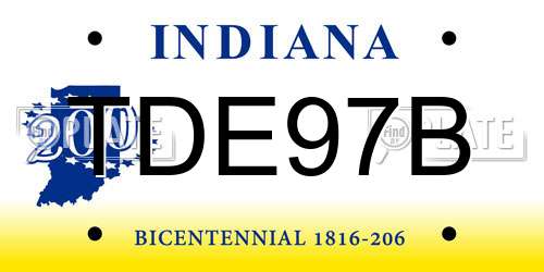 TDE97B Indiana License Plate