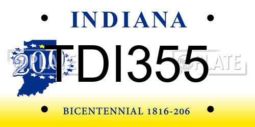 TDI355 Indiana License Plate