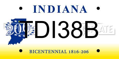 TDI38B Indiana License Plate