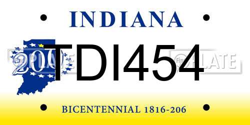 TDI454 Indiana License Plate
