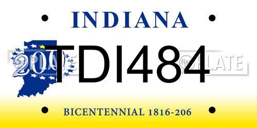 TDI484 Indiana License Plate