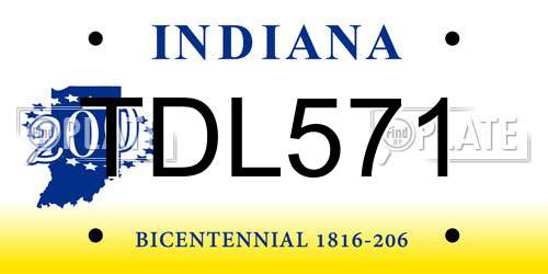 TDL571 Indiana License Plate
