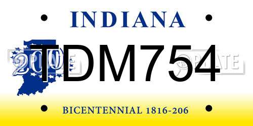 TDM754 Indiana License Plate