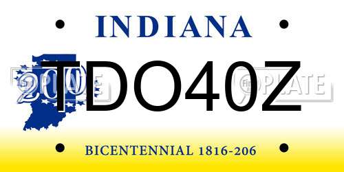 TDO40Z Indiana License Plate