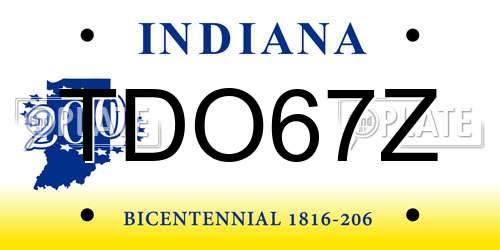 TDO67Z Indiana License Plate