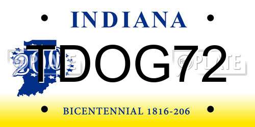 TDOG72 Indiana License Plate