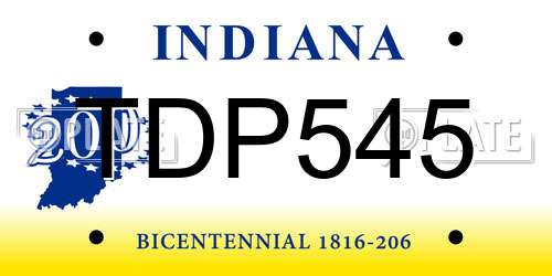 TDP545 Indiana License Plate