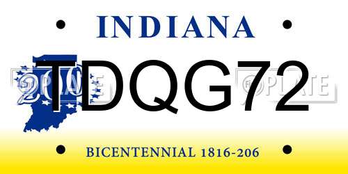 TDQG72 Indiana License Plate
