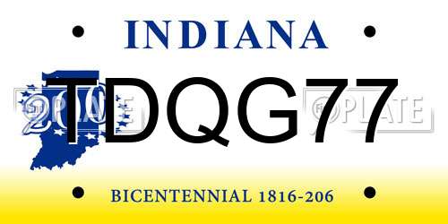 TDQG77 Indiana License Plate