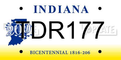 TDR177 Indiana License Plate