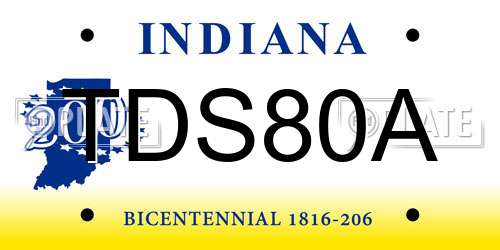 TDS80A Indiana License Plate