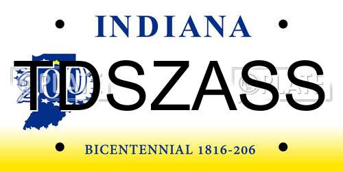 TDSZASS Indiana License Plate