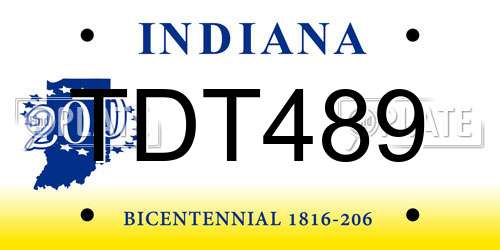 TDT489 Indiana License Plate