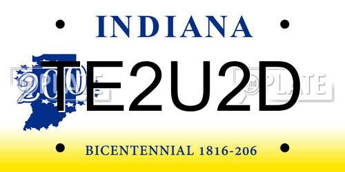 TE2U2D Indiana License Plate