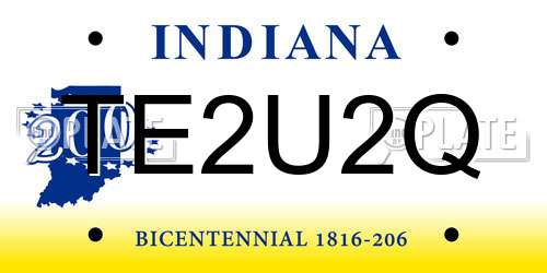 TE2U2Q Indiana License Plate