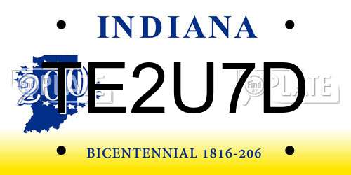 TE2U7D Indiana License Plate
