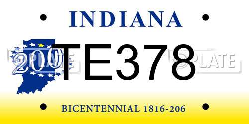 TE378 Indiana License Plate