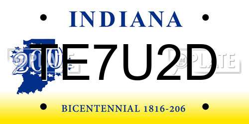 TE7U2D Indiana License Plate