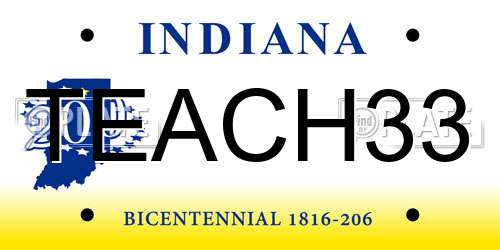TEACH33 Indiana License Plate