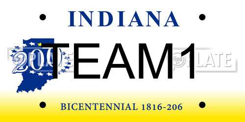 TEAM1 Indiana License Plate