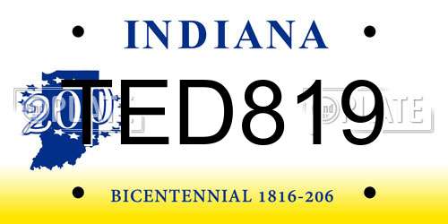 TED819 Indiana License Plate