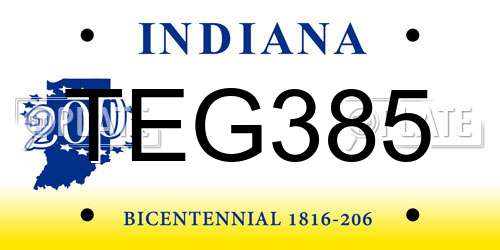 TEG385 Indiana License Plate