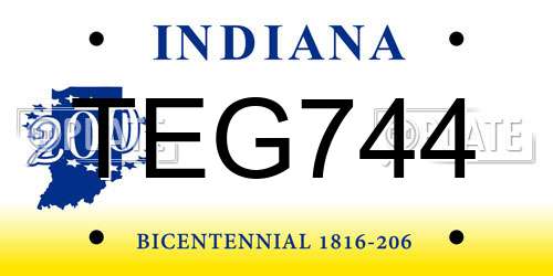 TEG744 Indiana License Plate