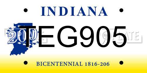 TEG905 Indiana License Plate