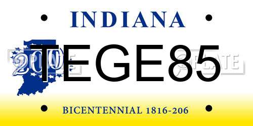 TEGE85 Indiana License Plate