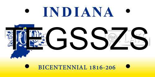 TEGSSZS Indiana License Plate