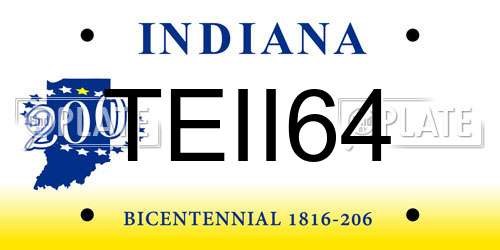 TEII64 Indiana License Plate