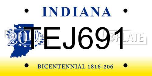 TEJ691 Indiana License Plate
