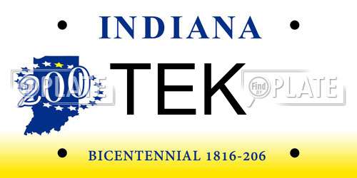 TEK Indiana License Plate