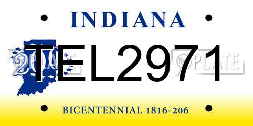 TEL2971 Indiana License Plate